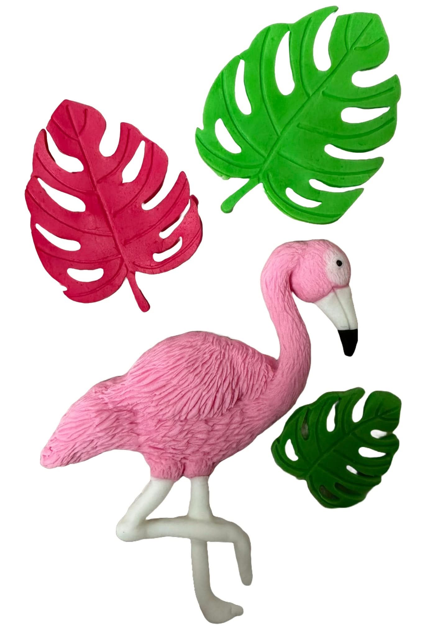 Set van 4 eetbare suikerdecoraties, Flamingo Sugar Paste Decorations Nati Shop