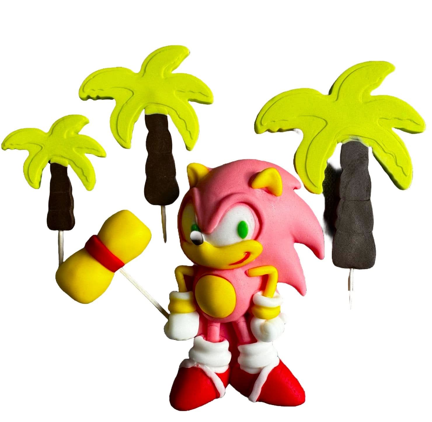 Set van 5 eetbare suikerdecoraties, Amy Rose - Sonic Sugar Paste Decorations Nati Shop