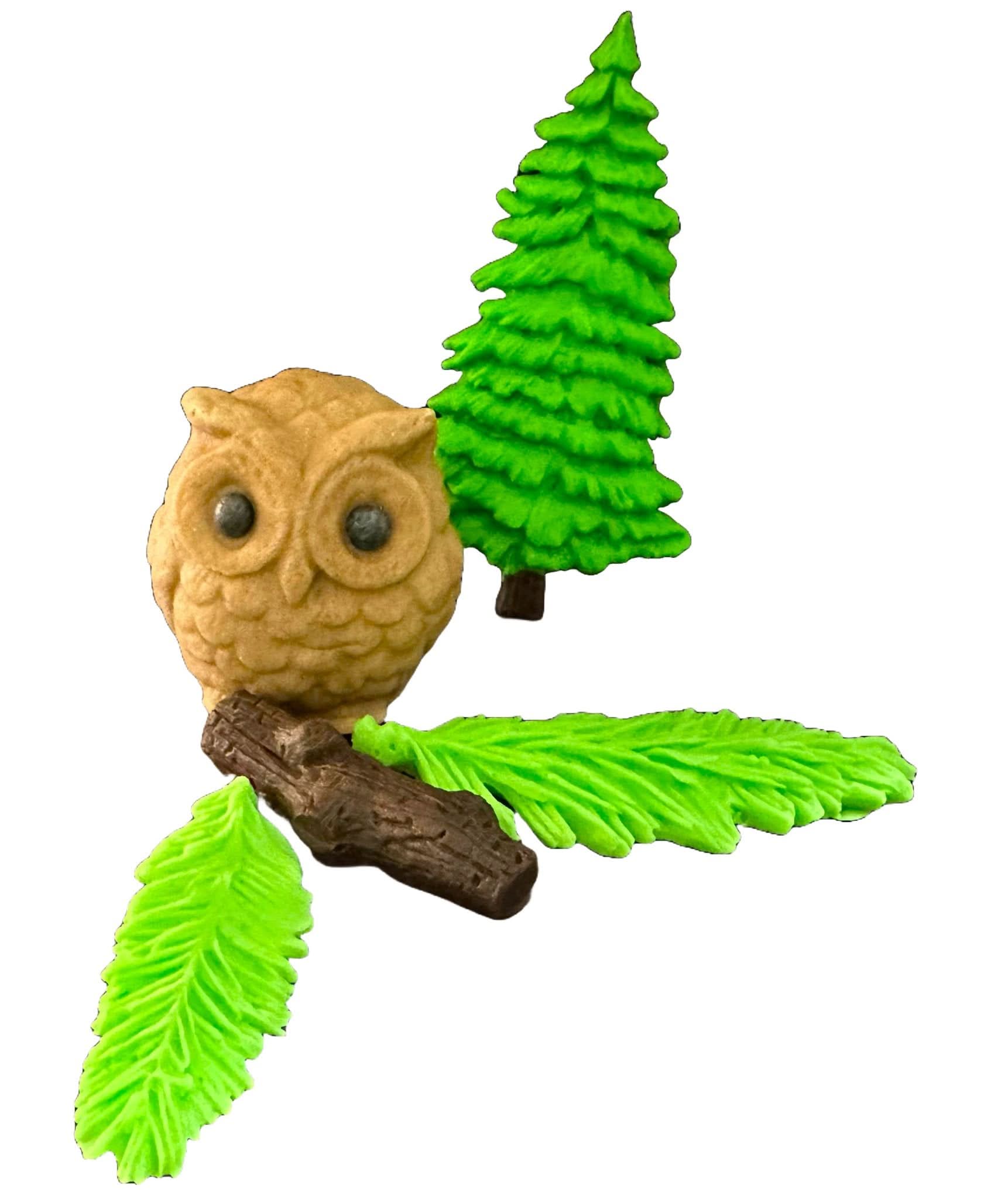 Set van 5 eetbare suikerdecoraties, Uil in het bos Suikerpastadecoraties Nati Shop