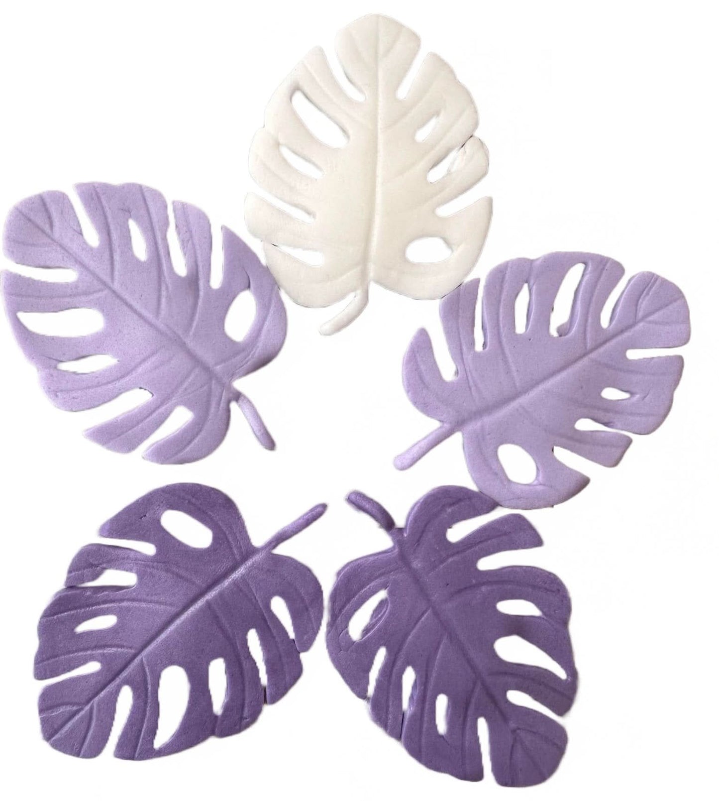Set van 5 eetbare suikerdecoraties, exotische bladerendecoraties van Sugar Paste Nati Shop