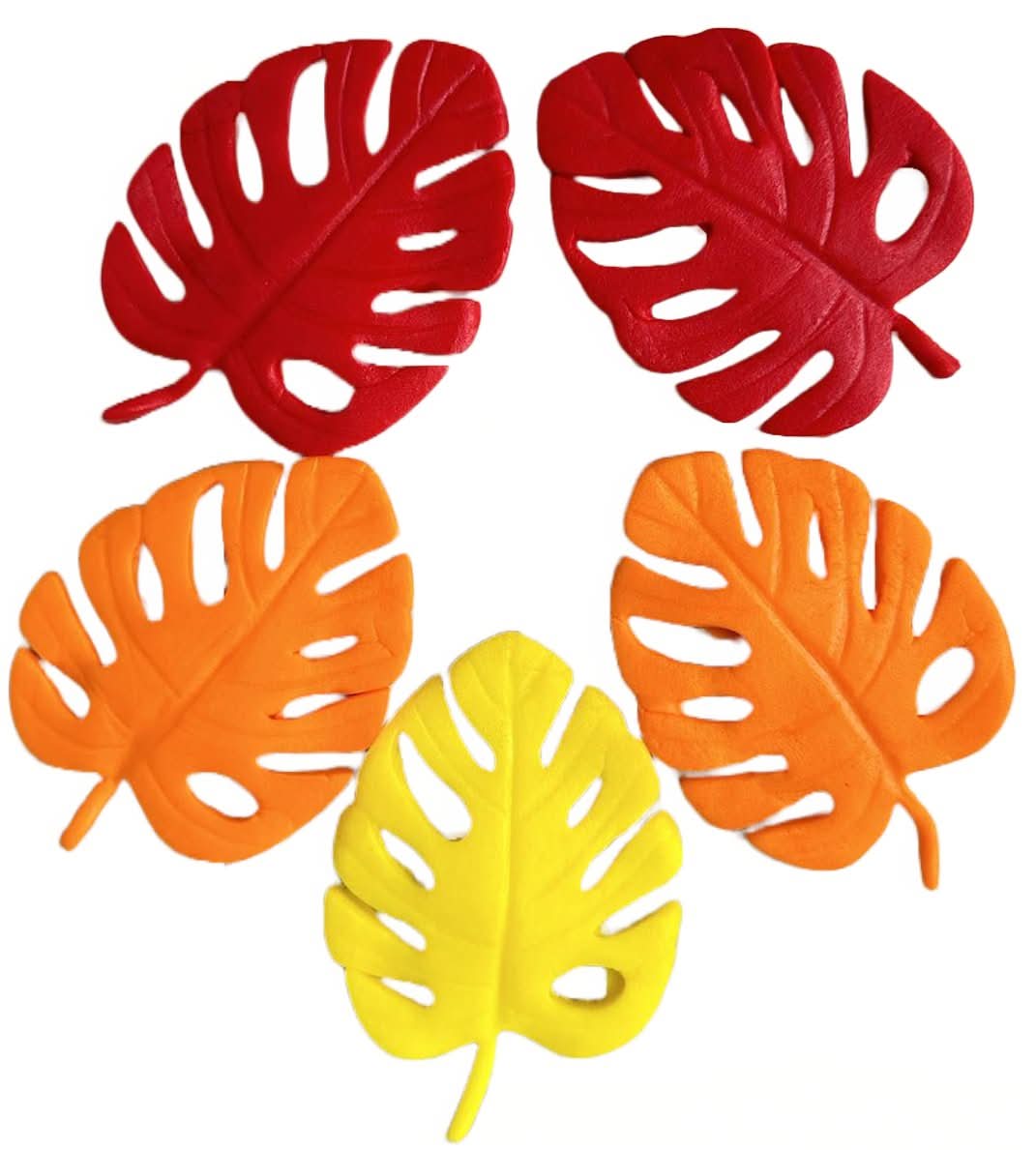 Set van 5 eetbare suikerdecoraties, exotische bladerendecoraties van Sugar Paste Nati Shop