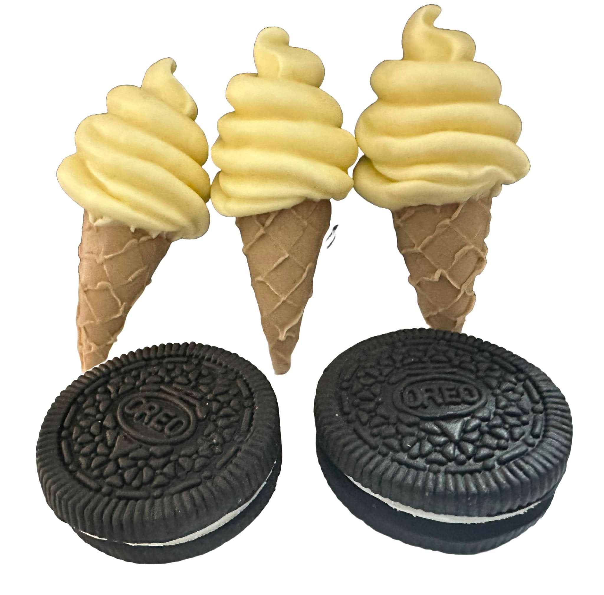 Set van 5 eetbare suikerdecoraties, ijs- en Oreo-decoraties van Sugar Paste Nati Shop