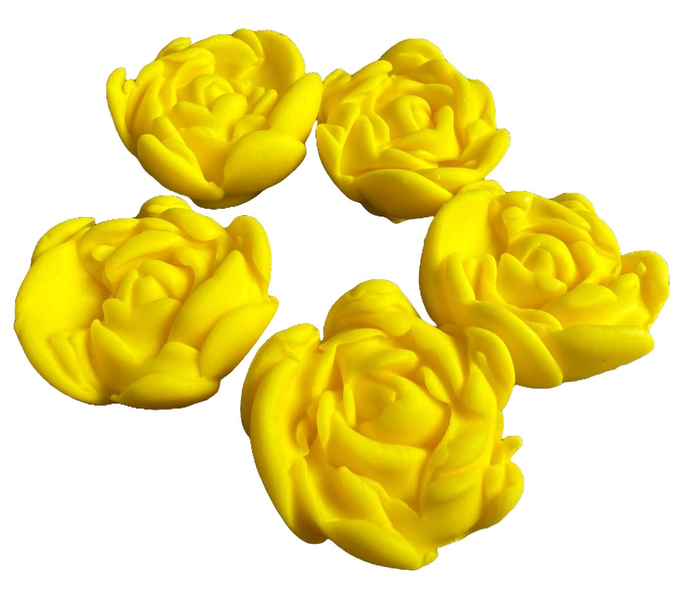 Set van 5 eetbare suikerdecoraties, Yellow Roses Sugar Paste Decorations Nati Shop