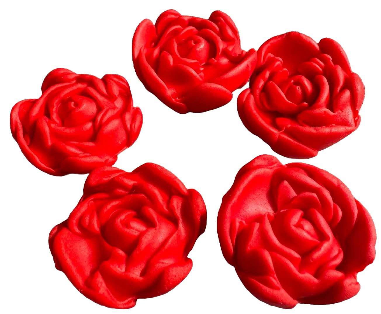 Set van 5 eetbare suikerdecoraties, Rode Rozen Suikerpasta Decoraties Nati Shop