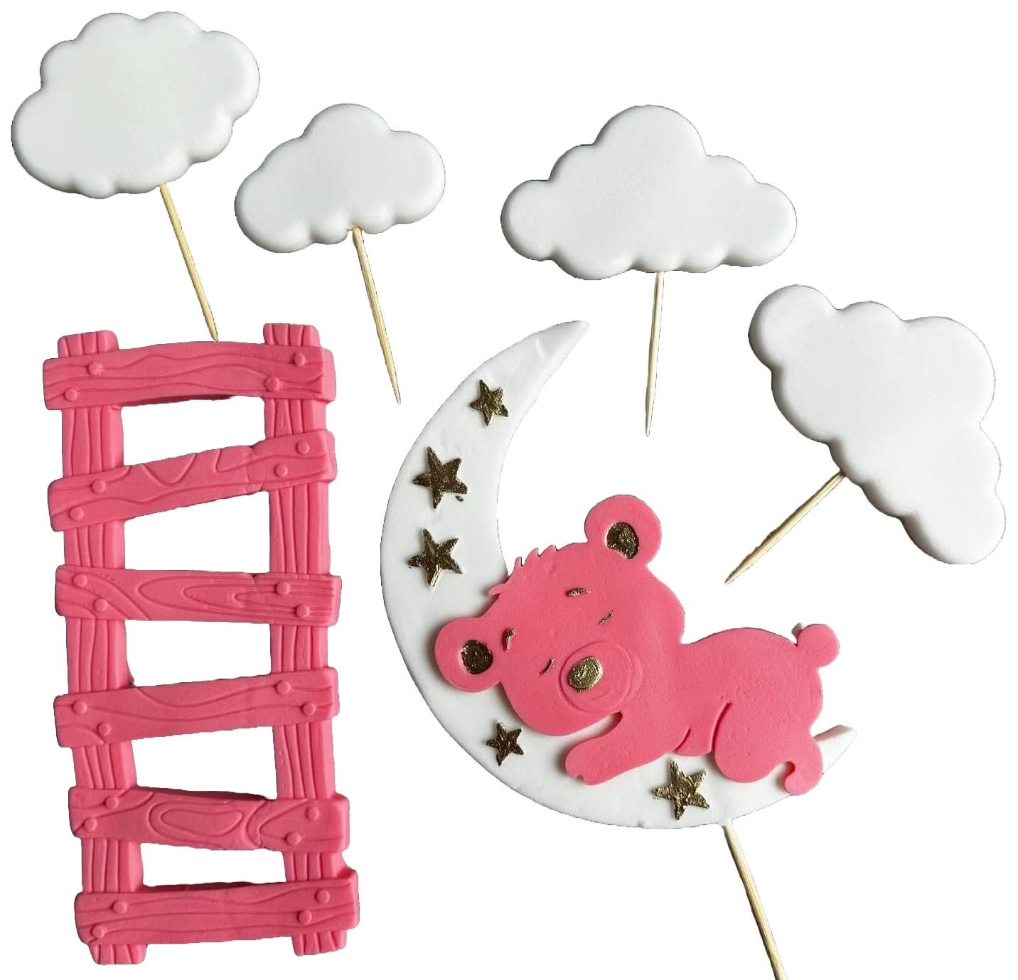 Set van 6 eetbare suikerdecoraties, Doopsuikerpasta Decoraties Nati Shop