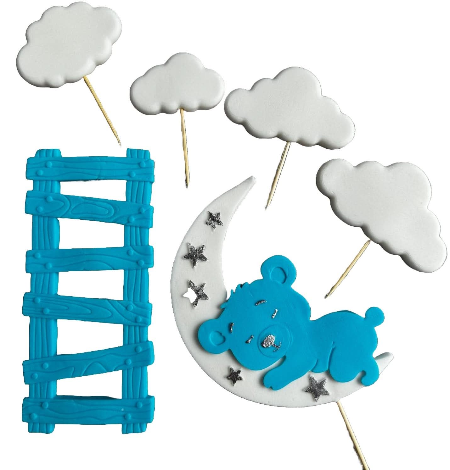 Set van 6 eetbare suikerdecoraties, Doopsuikerpasta Decoraties Nati Shop