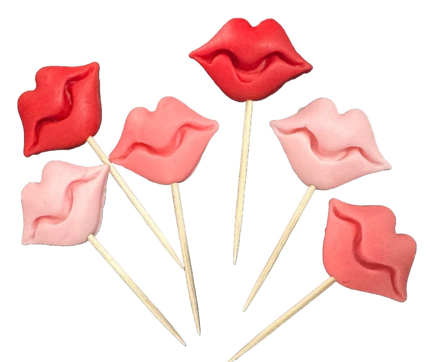 Set van 6 eetbare suikerdecoraties, Lips Decorations van Sugar Paste Nati Shop