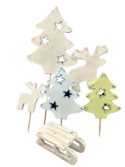 Set van 6 eetbare suikerdecoraties, Winter Sugar Paste Decorations Nati Shop