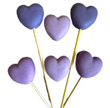 Set van 6 eetbare suikerdecoraties, Purple Hearts Sugar Paste Decorations Naty Shop