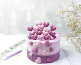 Set van 6 eetbare suikerdecoraties, Purple Hearts Sugar Paste Decorations Naty Shop