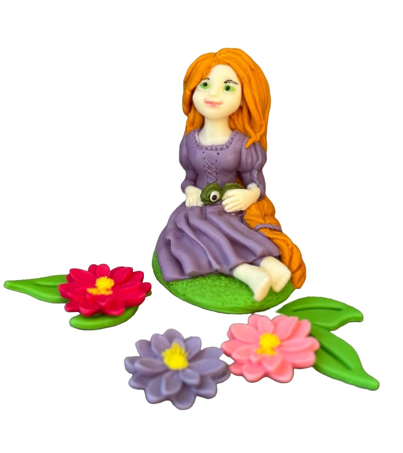 Set van 6 eetbare suikerdecoraties, Rapunzel Sugar Paste Decorations Nati Shop
