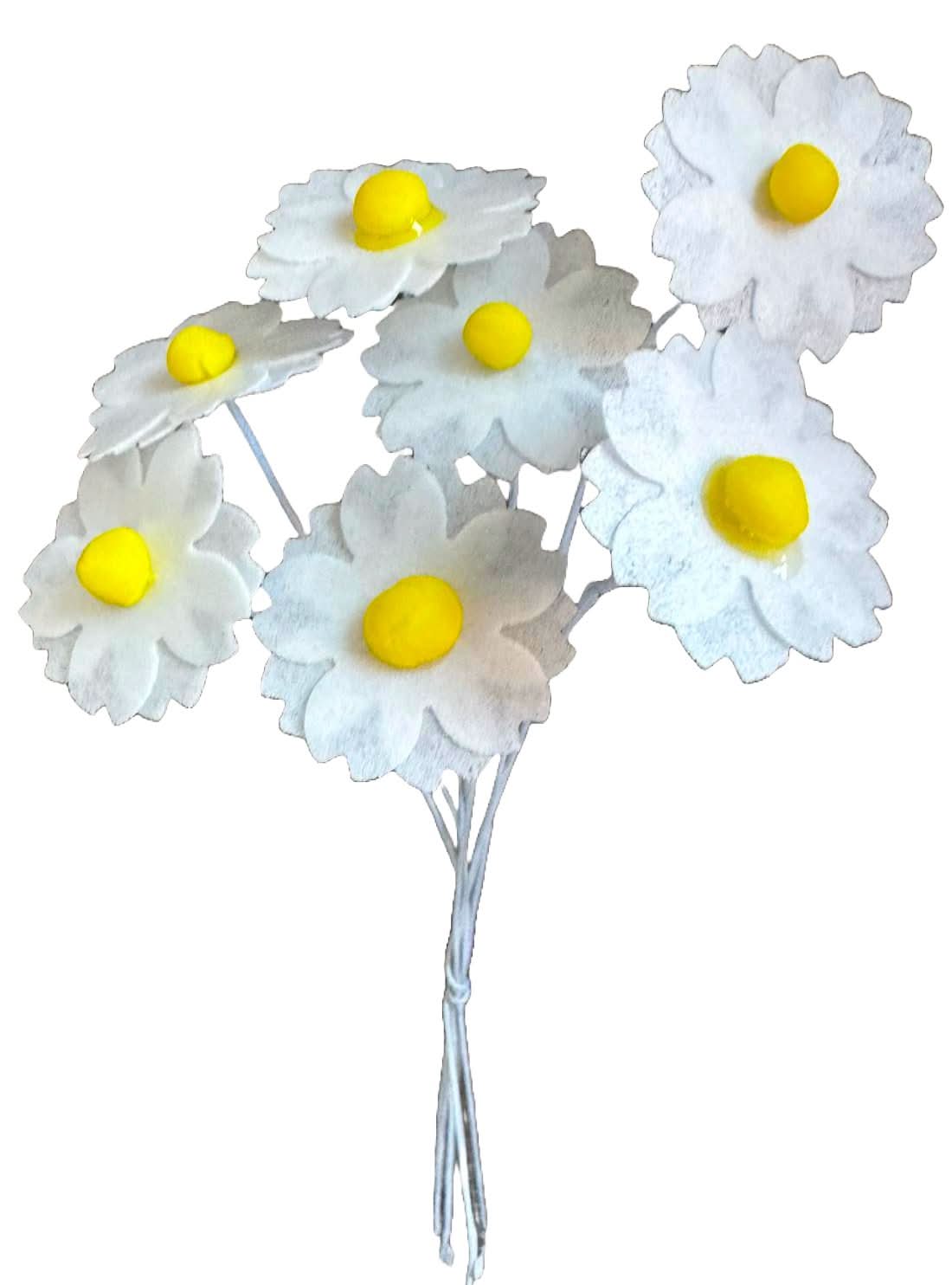 Set van 7 eetbare decoraties van wafels, witte bloemen Decoraties van Sugar Paste Nati Shop