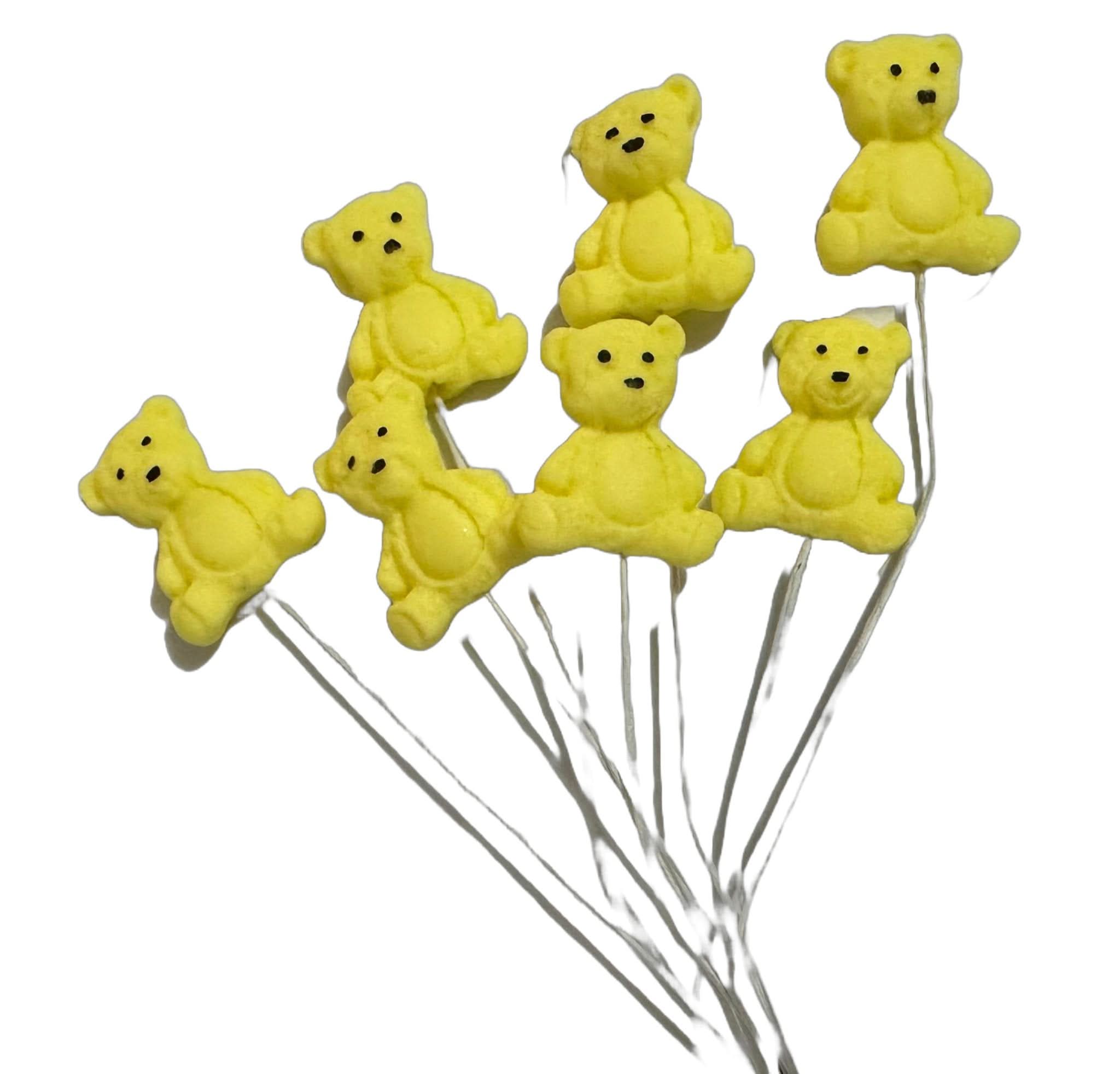 Set van 7 eetbare suikerdecoraties, Gele Teddybeer Suikerpasta Decoraties Nati Shop