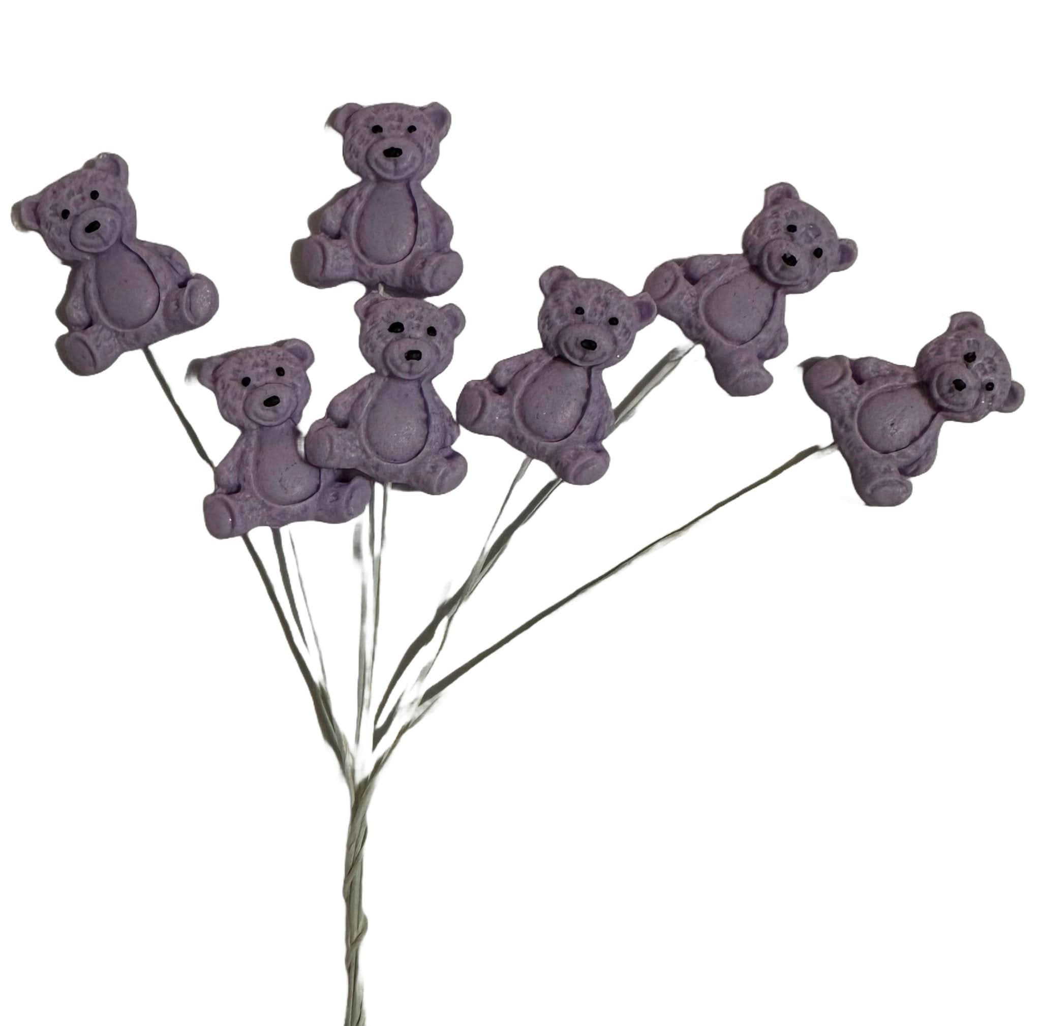 Set van 7 eetbare suikerdecoraties, Paarse Teddyberen Suikerpasta Decoraties Nati Shop