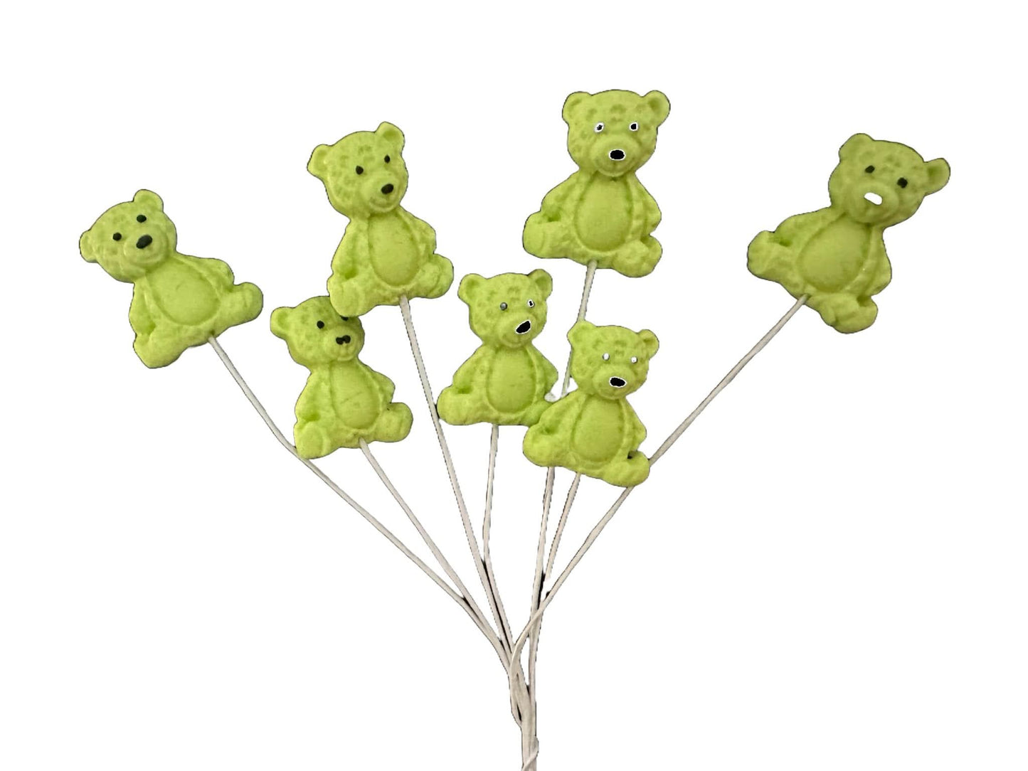 Set van 7 eetbare suikerdecoraties, Groene Teddyberen Suikerpasta Decoraties Nati Shop
