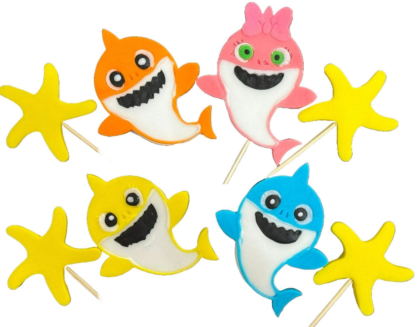 Set van 8 eetbare suikerdecoraties, Baby Shark Sugar Paste Decorations Nati Shop