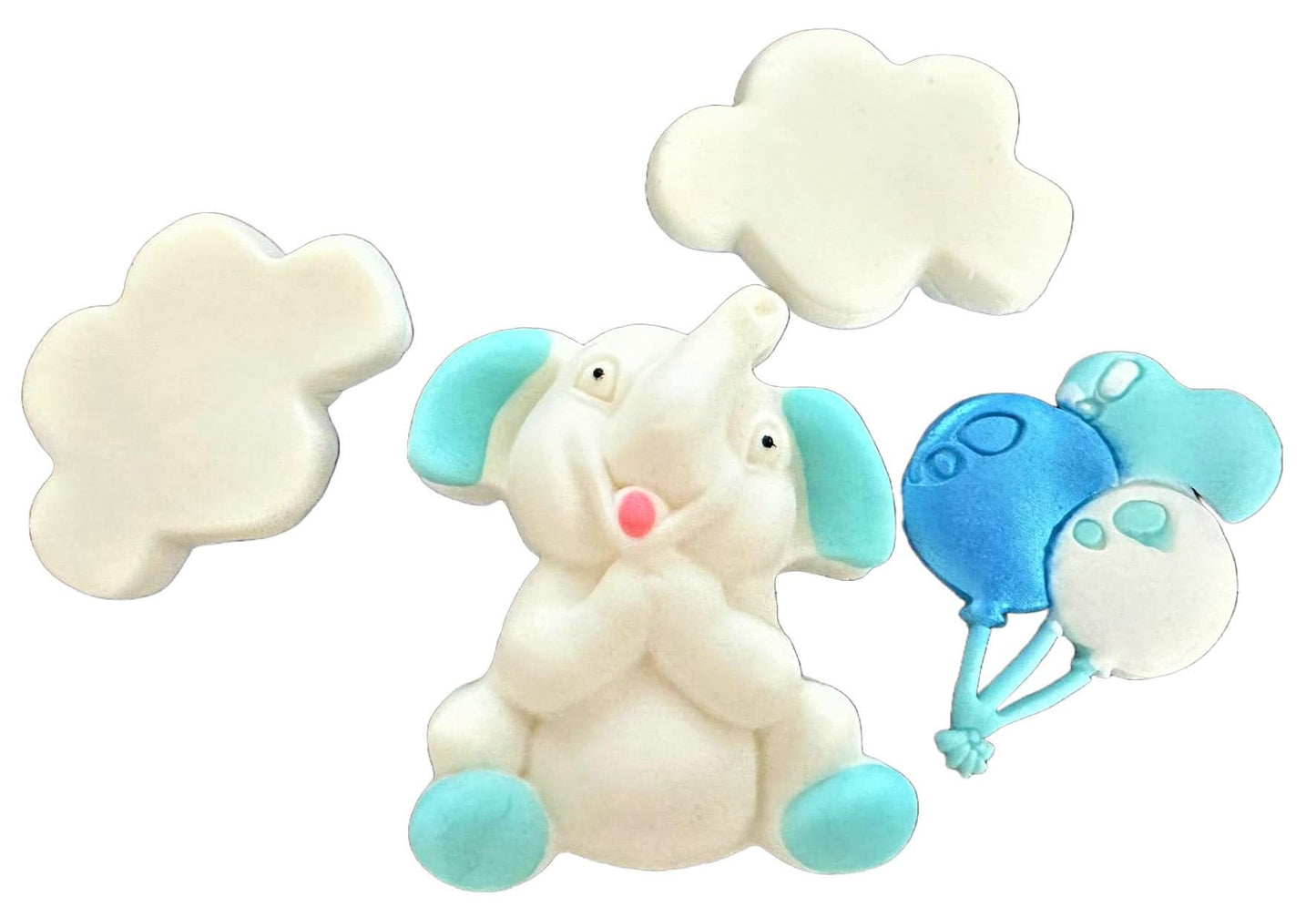 Set eetbare suikerdecoraties, Blue Elephant Sugar Paste Decorations Nati Shop