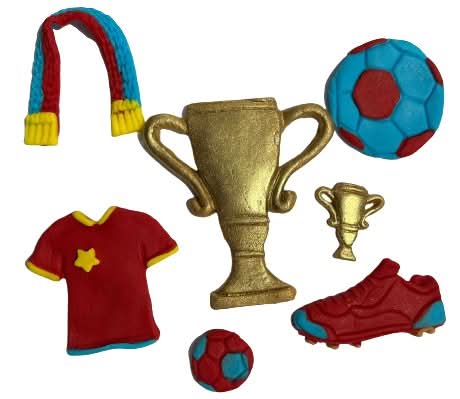 Set eetbare suikerdecoraties, Football Sugar Paste Decorations Nati Shop