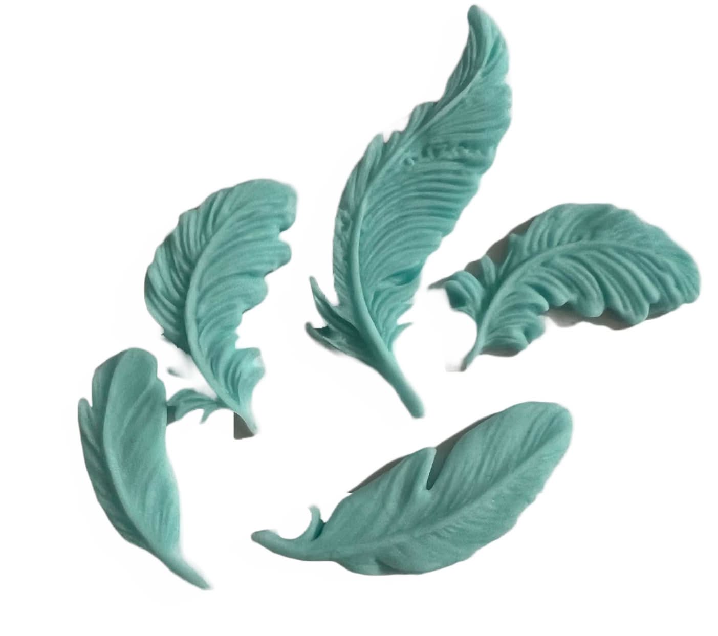 Set eetbare suikerdecoraties, Blue Feathers Sugar Paste Decorations Nati Shop
