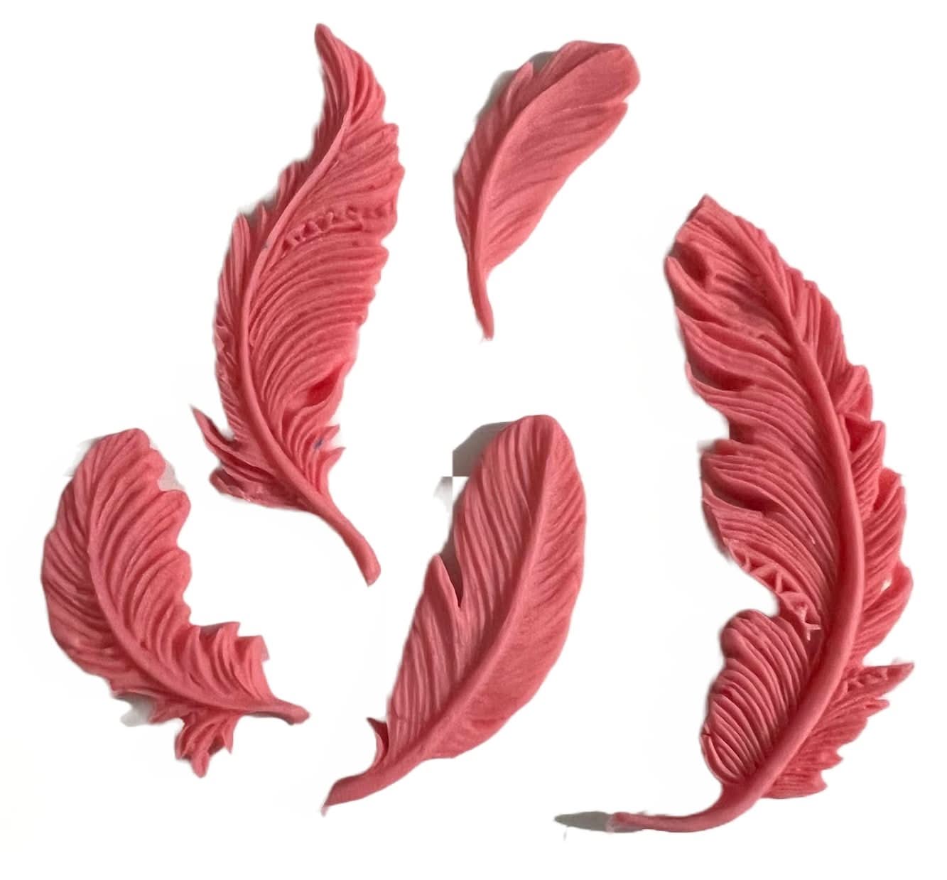 Set eetbare suikerdecoraties, Pink Feathers Sugar Paste Decorations Nati Shop