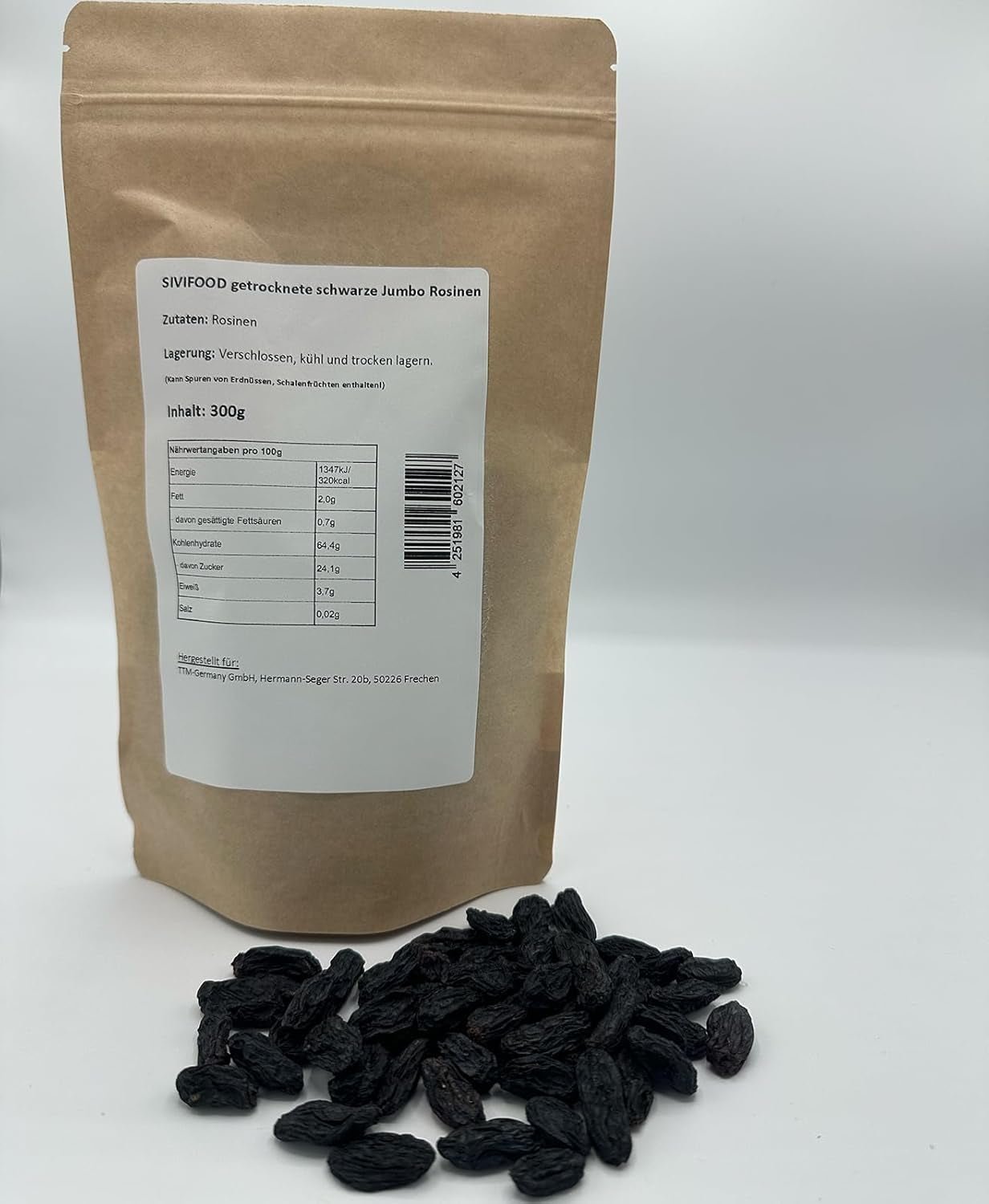 SIVIFOOD jumbo zwarte rozijnen 300g - grote en heerlijke zwarte rozijnen topkwaliteit natuurlijk gedroogde zoete fruitige druiven ongezwaveld ongezoet ongezoet olievrij Kishmish-additieven Gedehydrateerde producten Naty Shop