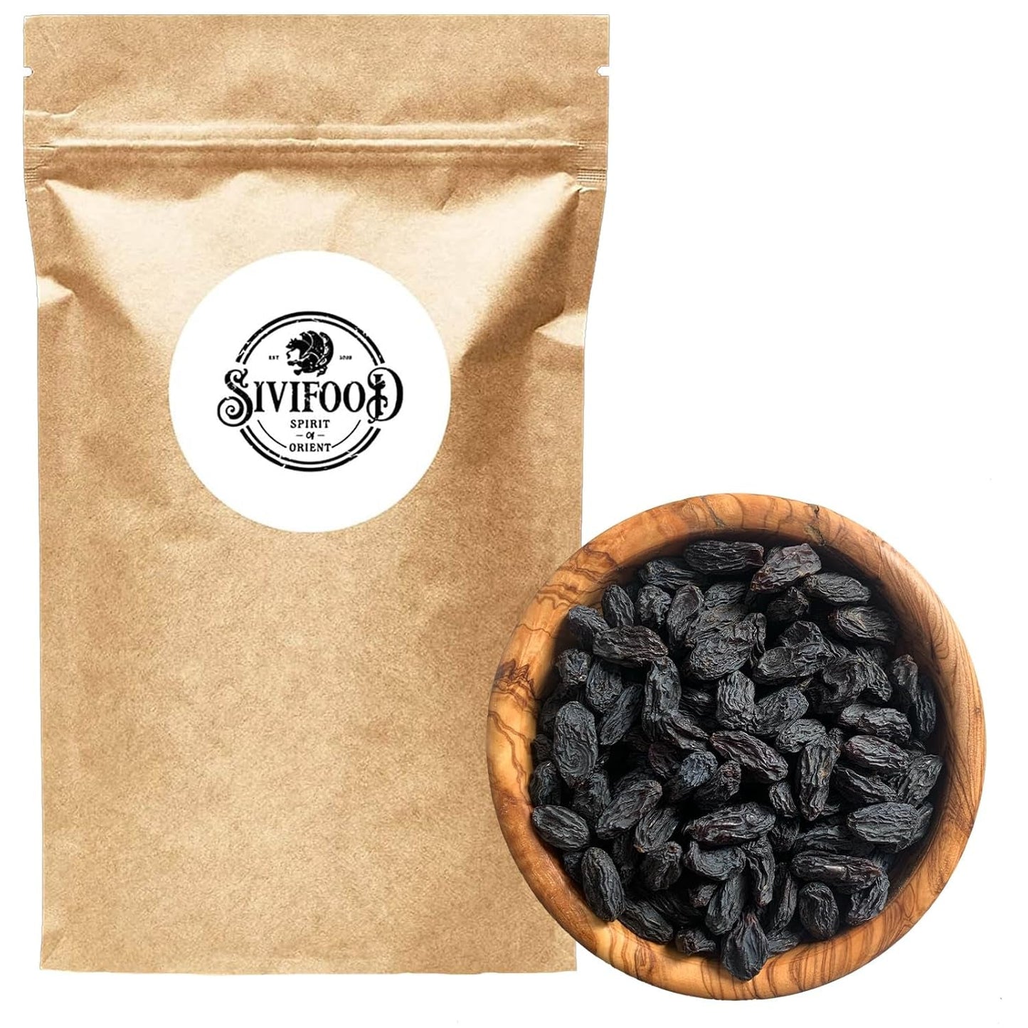 SIVIFOOD jumbo zwarte rozijnen 300g - topkwaliteit grote heerlijke zwarte rozijnen natuurlijk gedroogde zoete fruitige druiven ongezwavelde ongezoete ongezoete olievrij geen toevoegingen Kishmish Gedehydrateerde producten Naty Shop 300G