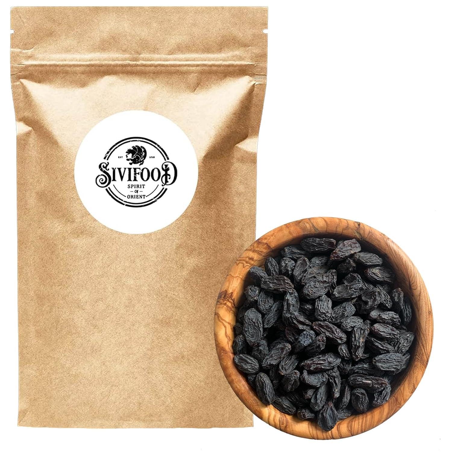 SIVIFOOD jumbo zwarte rozijnen 300g - topkwaliteit grote heerlijke zwarte rozijnen natuurlijk gedroogde zoete fruitige druiven ongezwavelde ongezoete ongezoete olievrij geen toevoegingen Kishmish Gedehydrateerde producten Naty Shop 300G