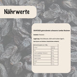 SIVIFOOD jumbo zwarte rozijnen 300g - grote en heerlijke zwarte rozijnen topkwaliteit natuurlijk gedroogde zoete fruitige druiven ongezwaveld ongezoet ongezoet olievrij Kishmish-additieven Gedehydrateerde producten Naty Shop