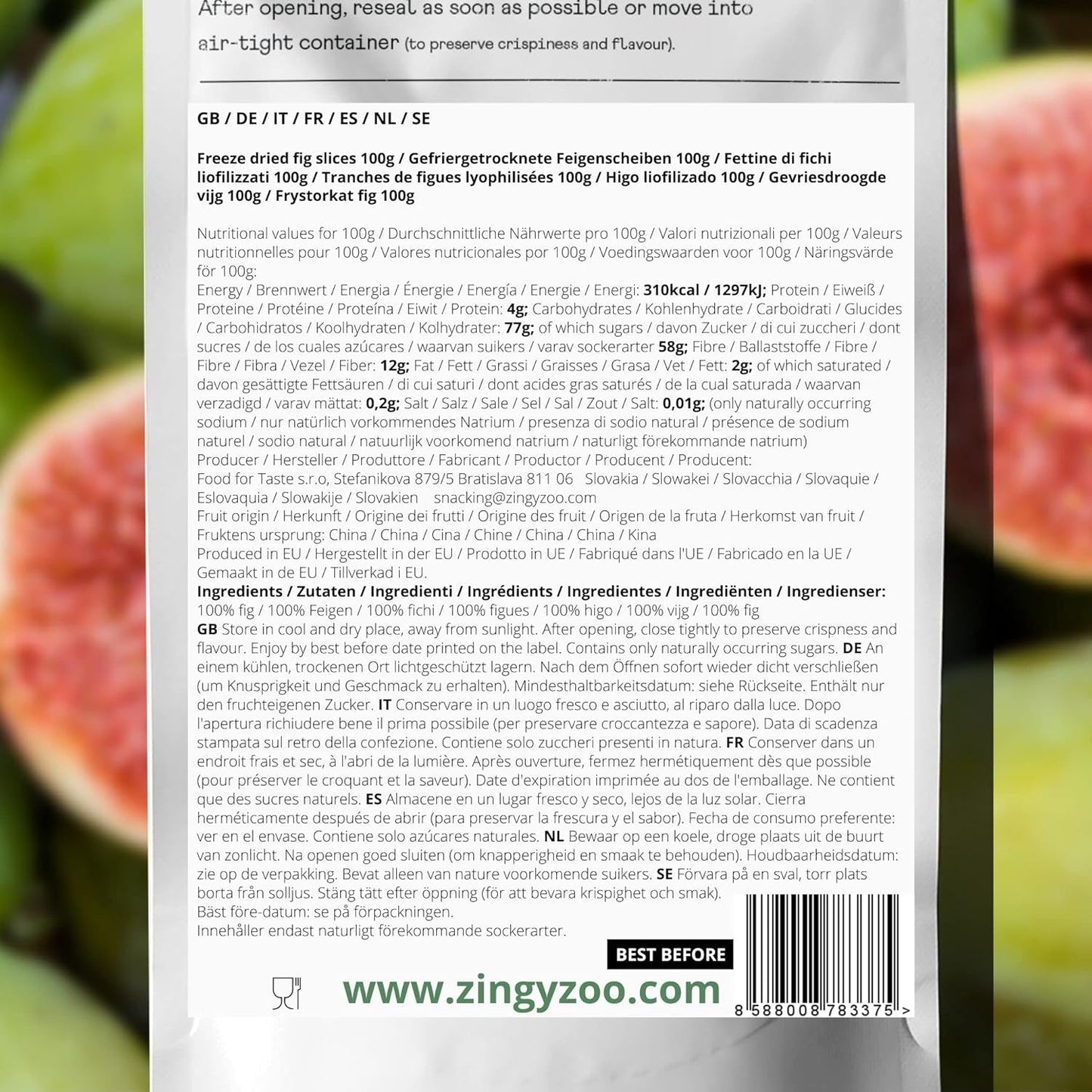 Gevriesdroogde vijgen 100% natuurlijke gedroogde vijgen | Geen toegevoegde suikers Gezond gevriesdroogd snoepje | Gevriesdroogd fruit Gevriesdroogde vijgen | ZingyZoo (100g) Naty Shop gedehydrateerde producten