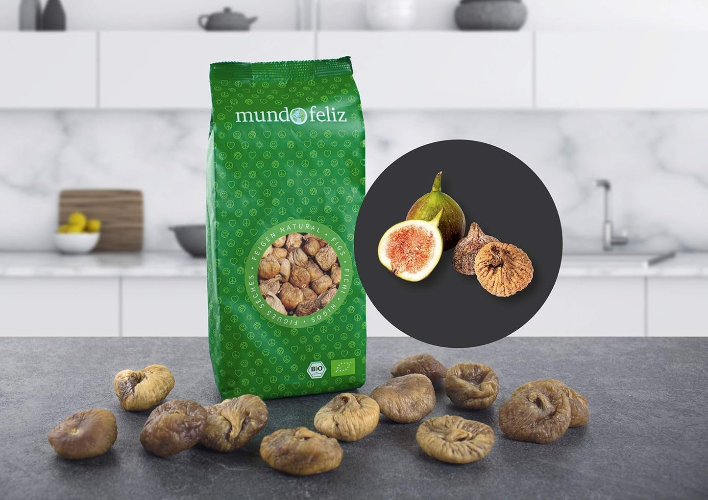 Mundo Feliz gedroogde vijgen uit biologische landbouw, 2 x 500 g Naty Shop gedehydrateerde producten