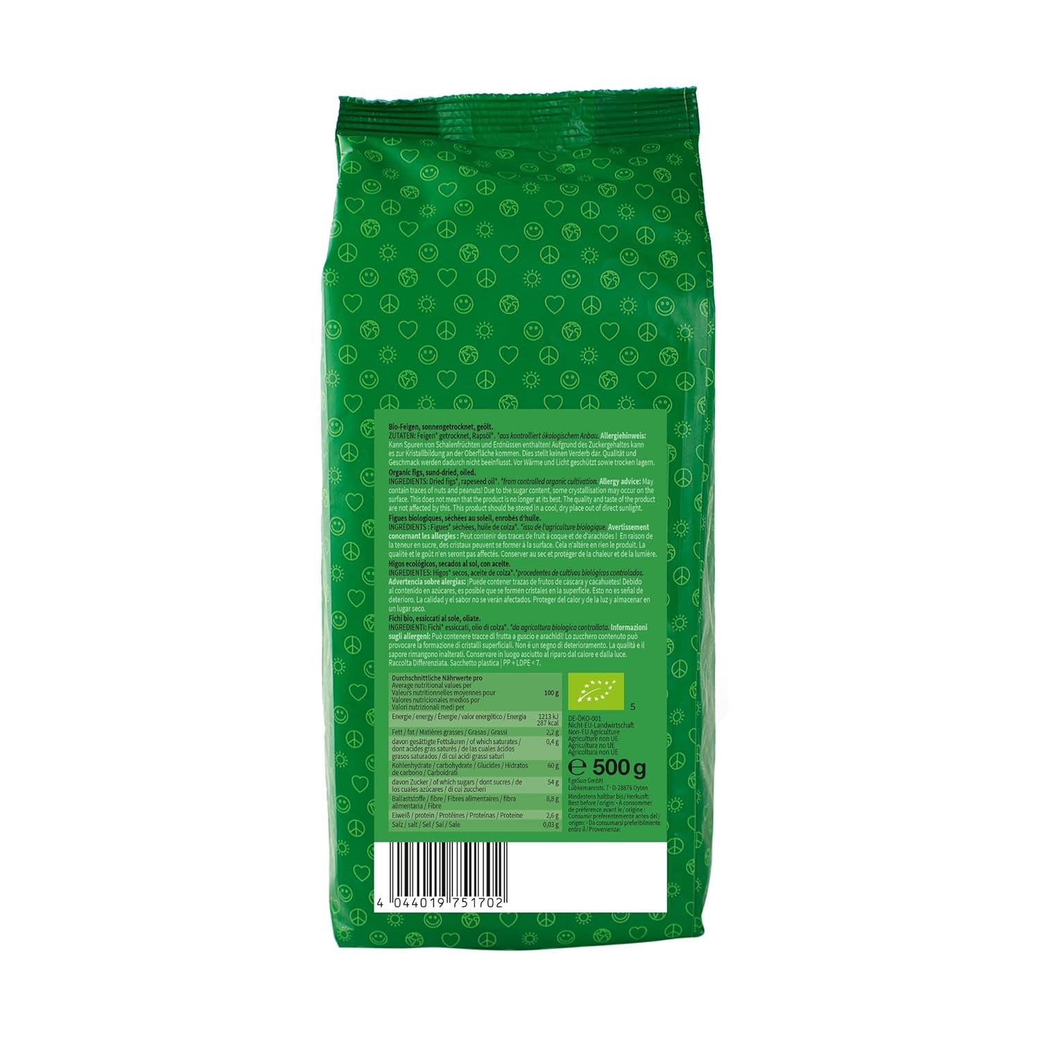 Mundo Feliz gedroogde vijgen uit biologische landbouw, 2 x 500 g Naty Shop gedehydrateerde producten
