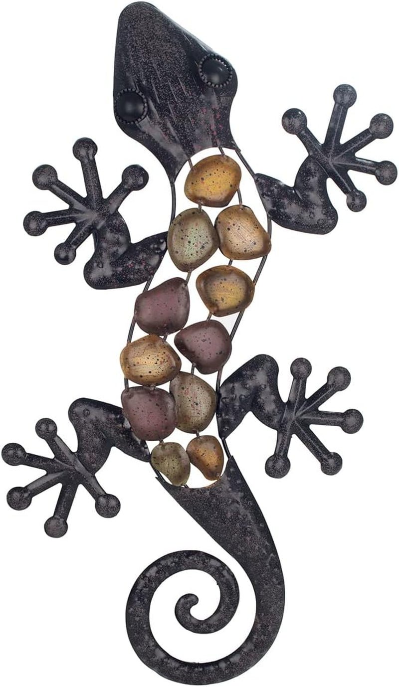 Metalen wandhagedis aardetinten 60 x 30 x 1,5 cm, gekleurd, standaard Beeldjes en sculpturen Naty Shop Standaard titel