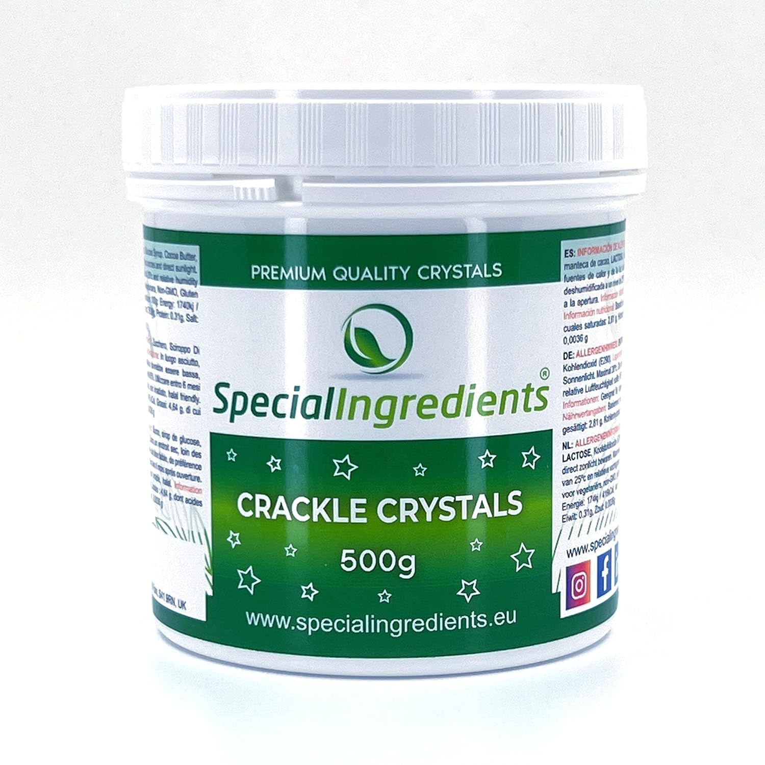 Speciale ingrediënten Crackle Crystals Crackle 500g De hoogste kwaliteit, niet-GMO, ideaal voor taarten, snoep en ijs Naty Shop Suikerpasta 500G (1 pakje)
