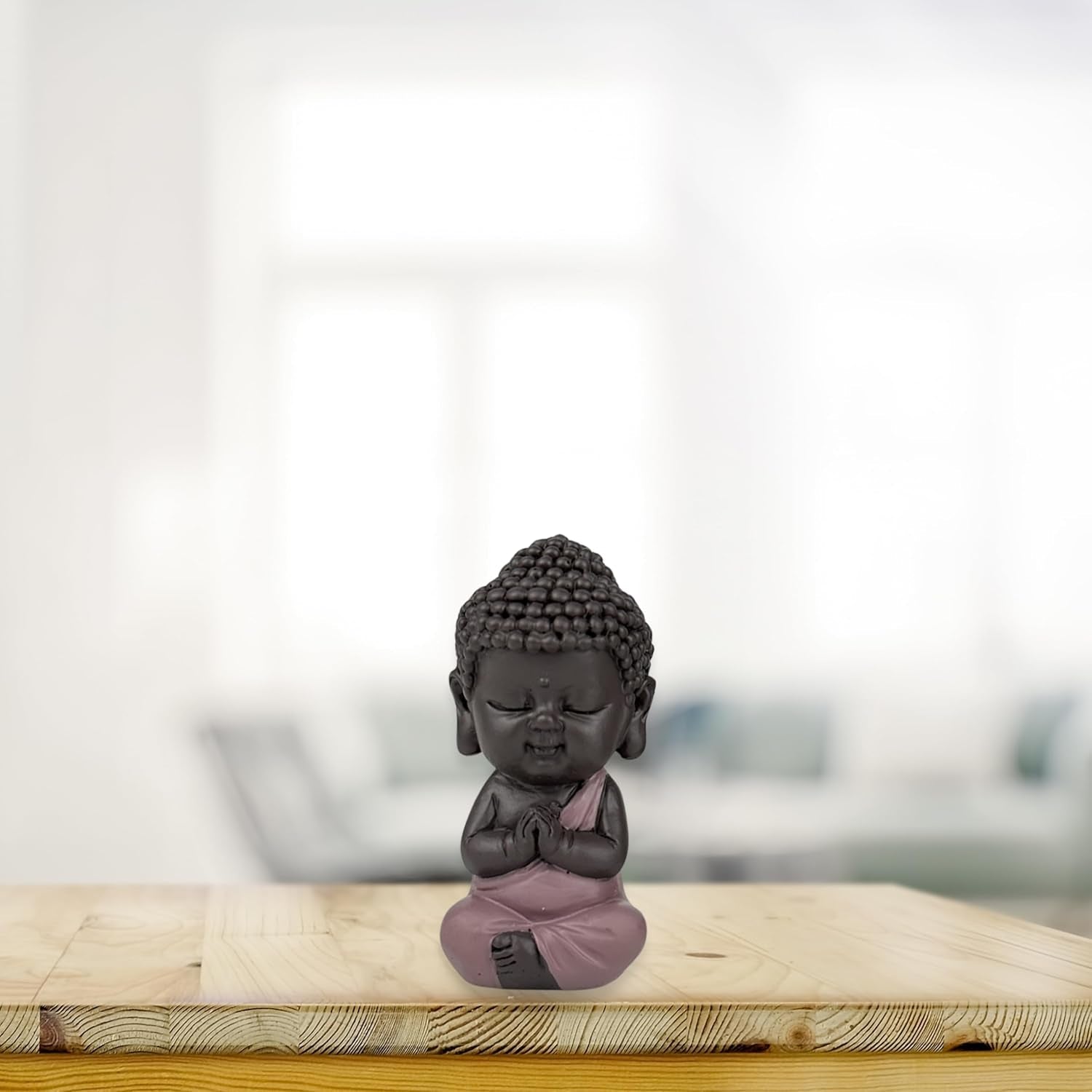 Baby Boeddha Pink Toga beeldje - Inspirerend en vrolijk beeldje - Positieve talisman Concentratie - Leuk en spiritueel cadeau-idee - H 7 cm - Zen'Light Beeldjes en sculpturen Naty Shop