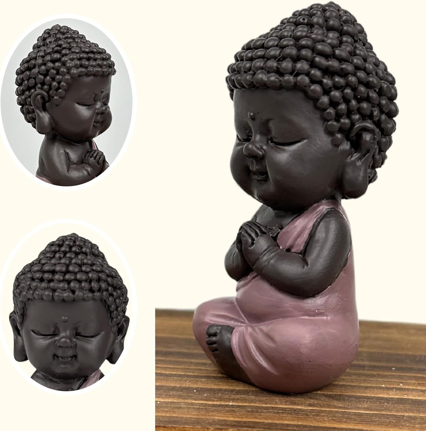 Baby Boeddha Pink Toga beeldje - Inspirerend en vrolijk beeldje - Positieve talisman Concentratie - Leuk en spiritueel cadeau-idee - H 7 cm - Zen'Light Beeldjes en sculpturen Naty Shop