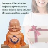 Lachend Boeddhabeeld met rozenkrans - Inspirerend en vrolijk beeldje - Geluksbrenger vol positiviteit - Leuk en spiritueel cadeau-idee - -H 10 cm - Zen'Light Beelden en sculpturen Naty Shop