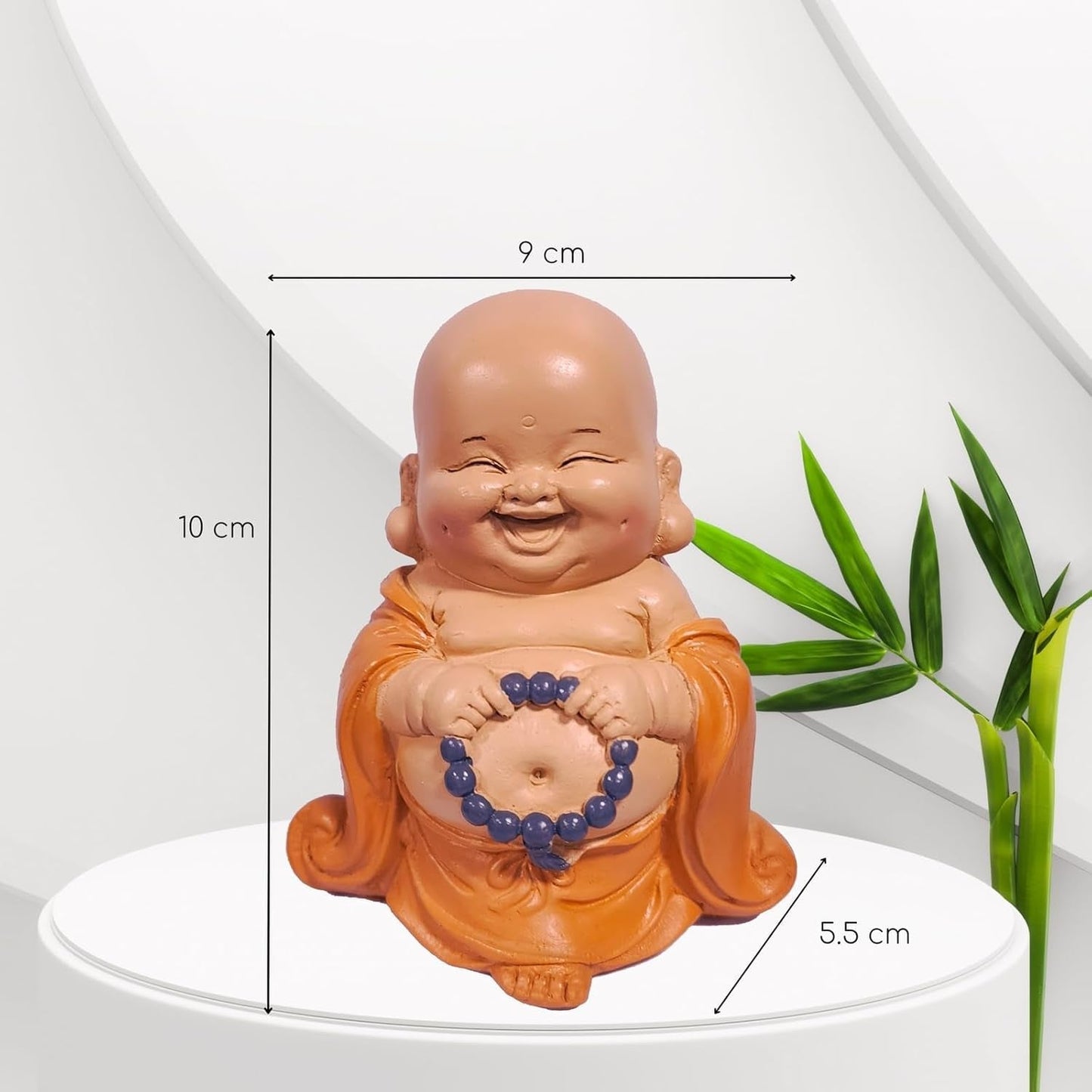 Lachend Boeddhabeeld met rozenkrans - Inspirerend en vrolijk beeldje - Geluksbrenger vol positiviteit - Leuk en spiritueel cadeau-idee - -H 10 cm - Zen'Light Beelden en sculpturen Naty Shop