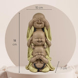Standbeeld 3 Lachende Boeddha's - Zie niets - Hoor niets - Zeg niets - Baby Boeddha Symbolisch ensemble - Vreedzame en vrolijke stemming - Zen decor -H 18 cm - Zen'Light Beeldjes en sculpturen Naty Shop