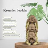 Standbeeld 3 Lachende Boeddha's - Zie niets - Hoor niets - Zeg niets - Baby Boeddha Symbolisch ensemble - Vreedzame en vrolijke stemming - Zen decor -H 18 cm - Zen'Light Beeldjes en sculpturen Naty Shop