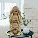 Standbeeld 3 Lachende Boeddha's - Zie niets - Hoor niets - Zeg niets - Baby Boeddha Symbolisch ensemble - Vreedzame en vrolijke stemming - Zen decor -H 18 cm - Zen'Light Beeldjes en sculpturen Naty Shop