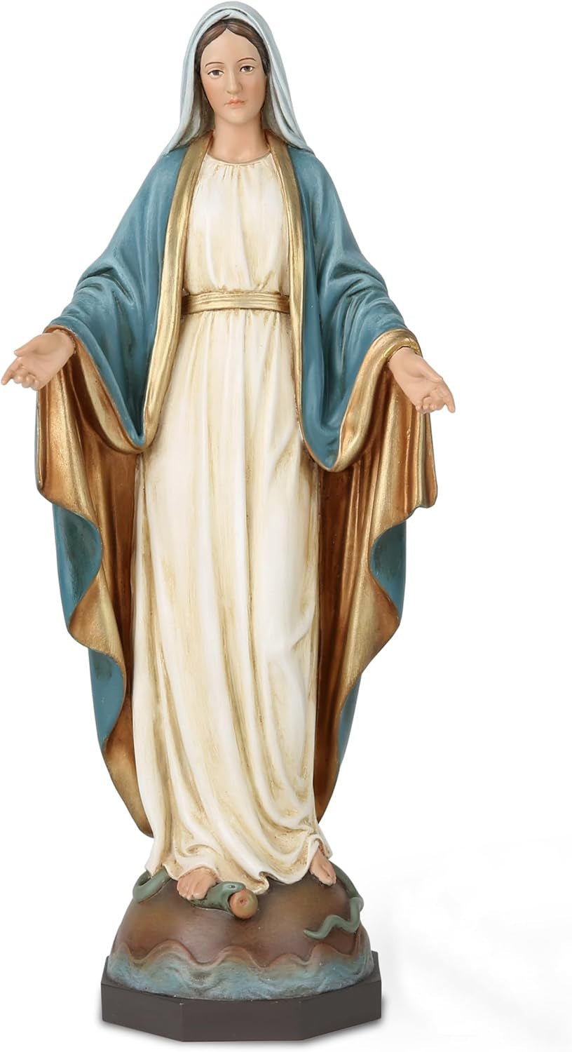 BC Katholiek Beeld van Onze Lieve Vrouw van Genade, Maagd Maria Altaarfiguur, Religieus Cadeau voor Moeder, Katholieke Huisdecoratie, 34,3 cm Hoogte, Handgeschilderd door Buildclassic (Elegante) Beeldjes en Sculpturen Naty Shop Elegant 10,8 Inch H