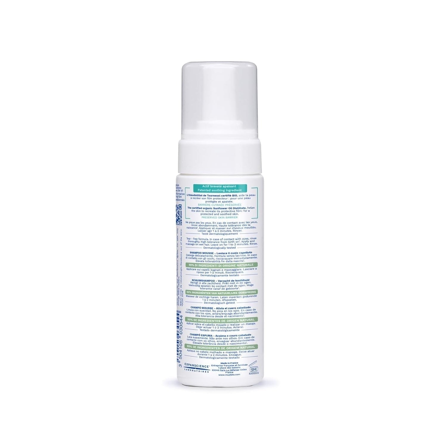 Stelatopia Shampoo Mousse voor hoofdhuid met extreme droogheid of atopische dermatitis, haar, baby's, kinderen, het hele gezin - vermindert roodheid en jeuk (150 ml) Kinderen - Bad- en huidverzorging Naty Shop