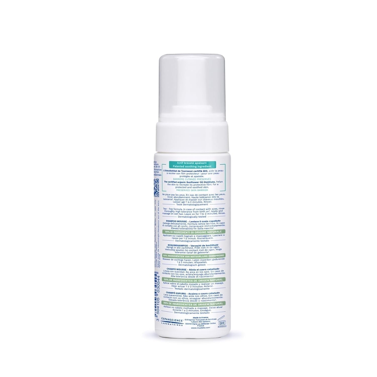 Stelatopia Shampoo Mousse voor hoofdhuid met extreme droogheid of atopische dermatitis, haar, baby's, kinderen, het hele gezin - vermindert roodheid en jeuk (150 ml) Kinderen - Bad- en huidverzorging Naty Shop