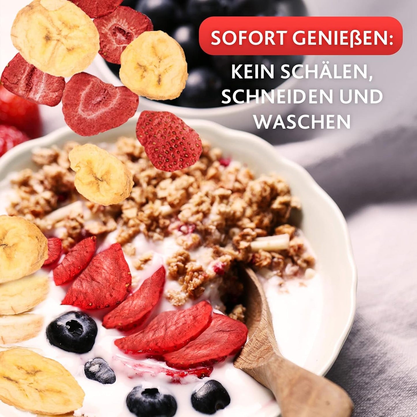 Aardbei-bananenmix 200g - gevriesdroogde aardbeien en gevriesdroogde bananen als heerlijk tussendoortje in een zakje Gedroogde producten Naty Shop