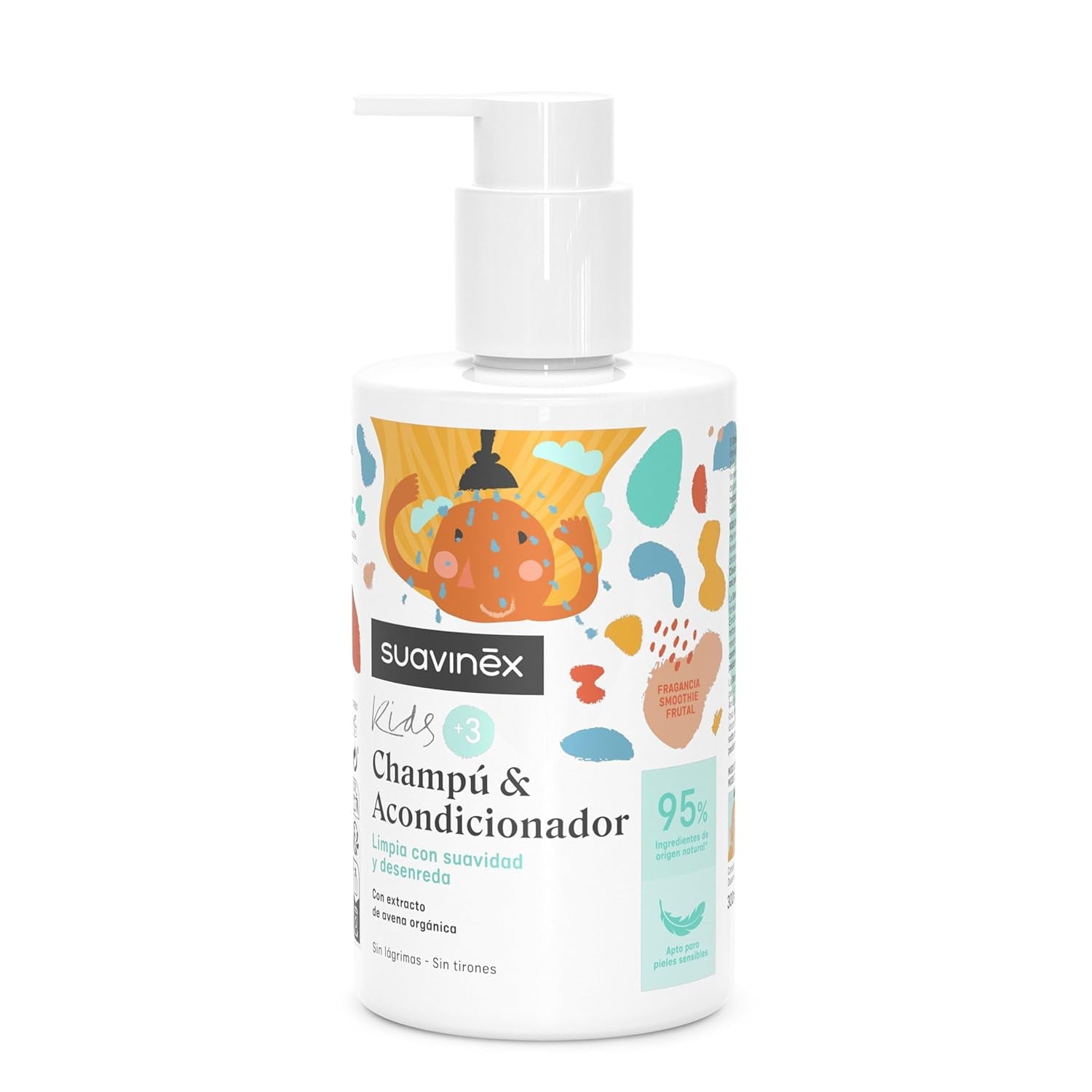 Suavinex, verzorgende shampoo voor kinderen van 3 tot 10 jaar, allergeenvrij, parabenenvrij, siliconenvrij, geschikt voor de gevoelige huid, geen tranen of trekken, 95% ingrediënten van natuurlijke oorsprong, Kinderen - Bad en Huidverzorging Naty Shop Shampoo en conditioner