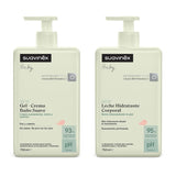 Suavinex, Syndet babyshampoo voor huid en haar, zeepvrij, 750ml + vochtinbrengende bodylotion, 750ml, geschikt voor de gevoelige huid en newborn, met 90%-93% natuurlijke ingrediënten. Kinderen - Bad- en huidverzorging Naty Shop Standaardtitel