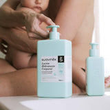 Suavinex, Syndet babyshampoo voor huid en haar, zeepvrij, 750ml + vochtinbrengende bodylotion, 750ml, geschikt voor de gevoelige huid en newborn, met 90%-93% natuurlijke ingrediënten. Kinderen - Bad- en huidverzorging Naty Shop