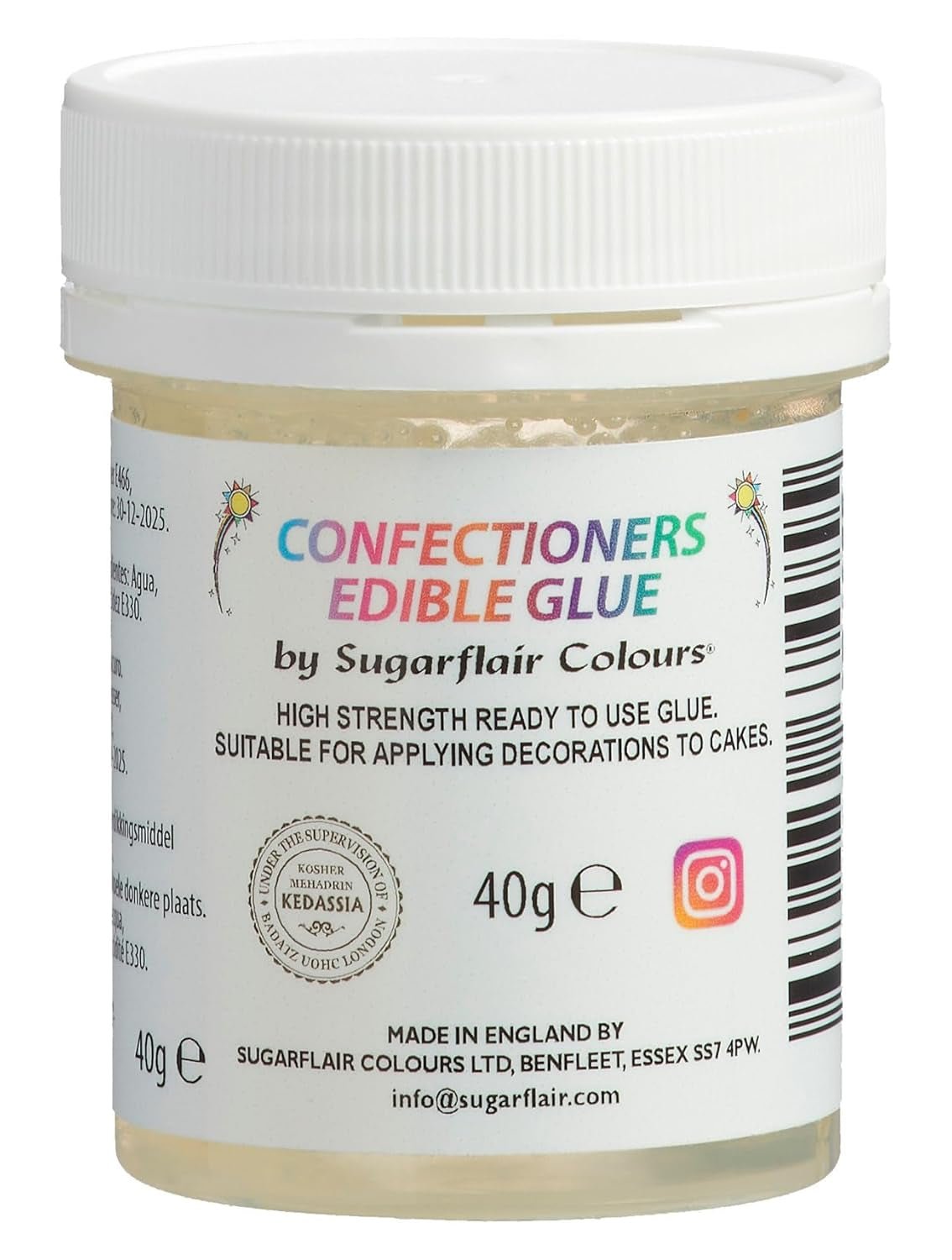 Sugarflair Confectioners Glue Edible Glue - eetbare lijm voor het decoreren van taarten, marsepein, fondant, koekjes, cupcakes en koekjes - 40ml Suikerpasta Naty Shop Standaardtitel