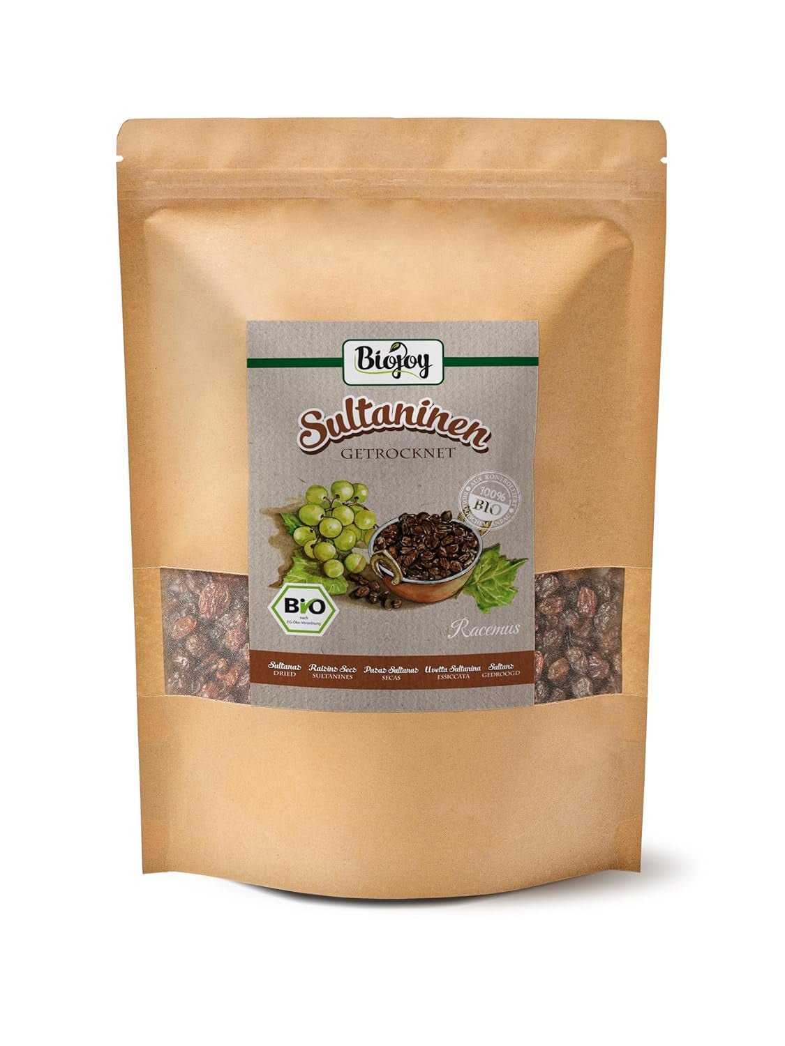 Biojoy biologische rozijnen (500 g), gedroogd en ongezwaveld Naty Shop gedehydrateerde producten 1 kg (1 verpakking)
