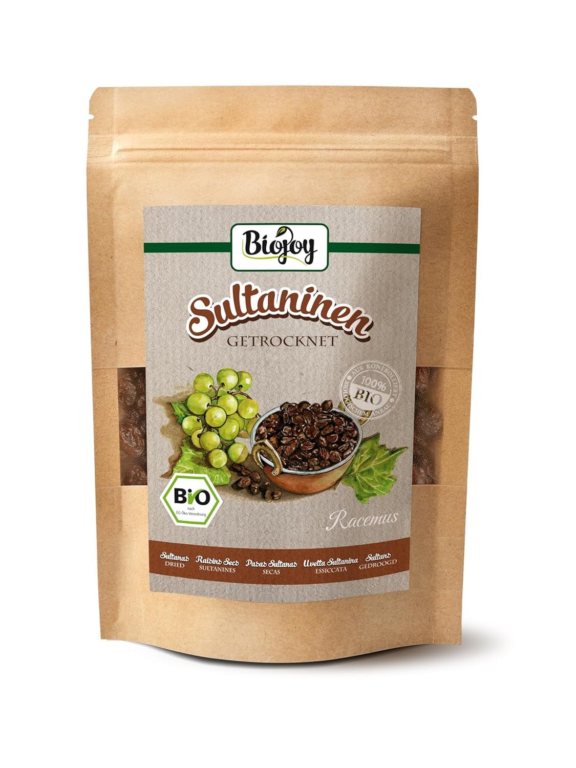 Biojoy rozijnen (500 g), gedroogd en ongezwaveld Naty Shop gedehydrateerde producten 250 G